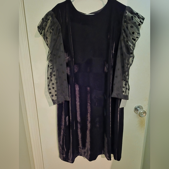 Julia Jordan  Dot Mesh Sleeve Velet Shift Dress Sz.16 NWT - Picture 3 of 8